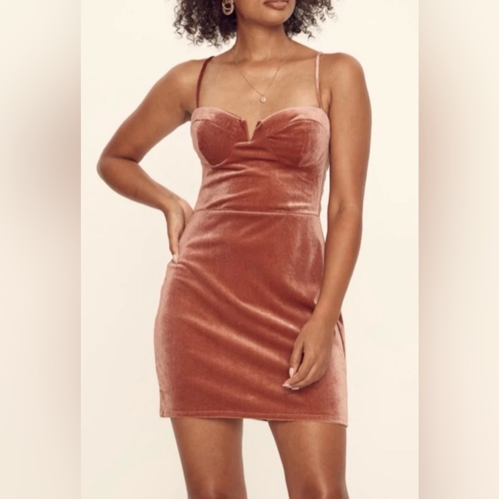 Trixxi Velvet Mini Dress in copper